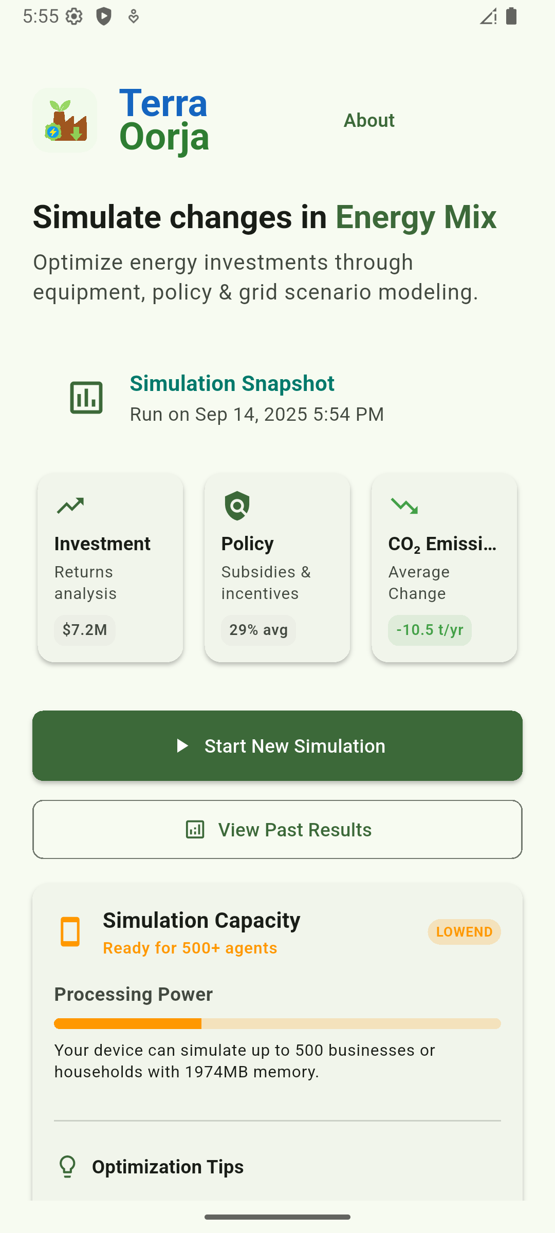 TerraOorja app screenshots